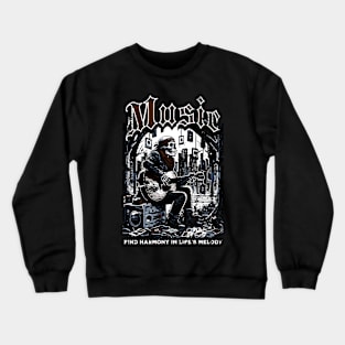 Music Skeleton Playing Guitar Crewneck Sweatshirt